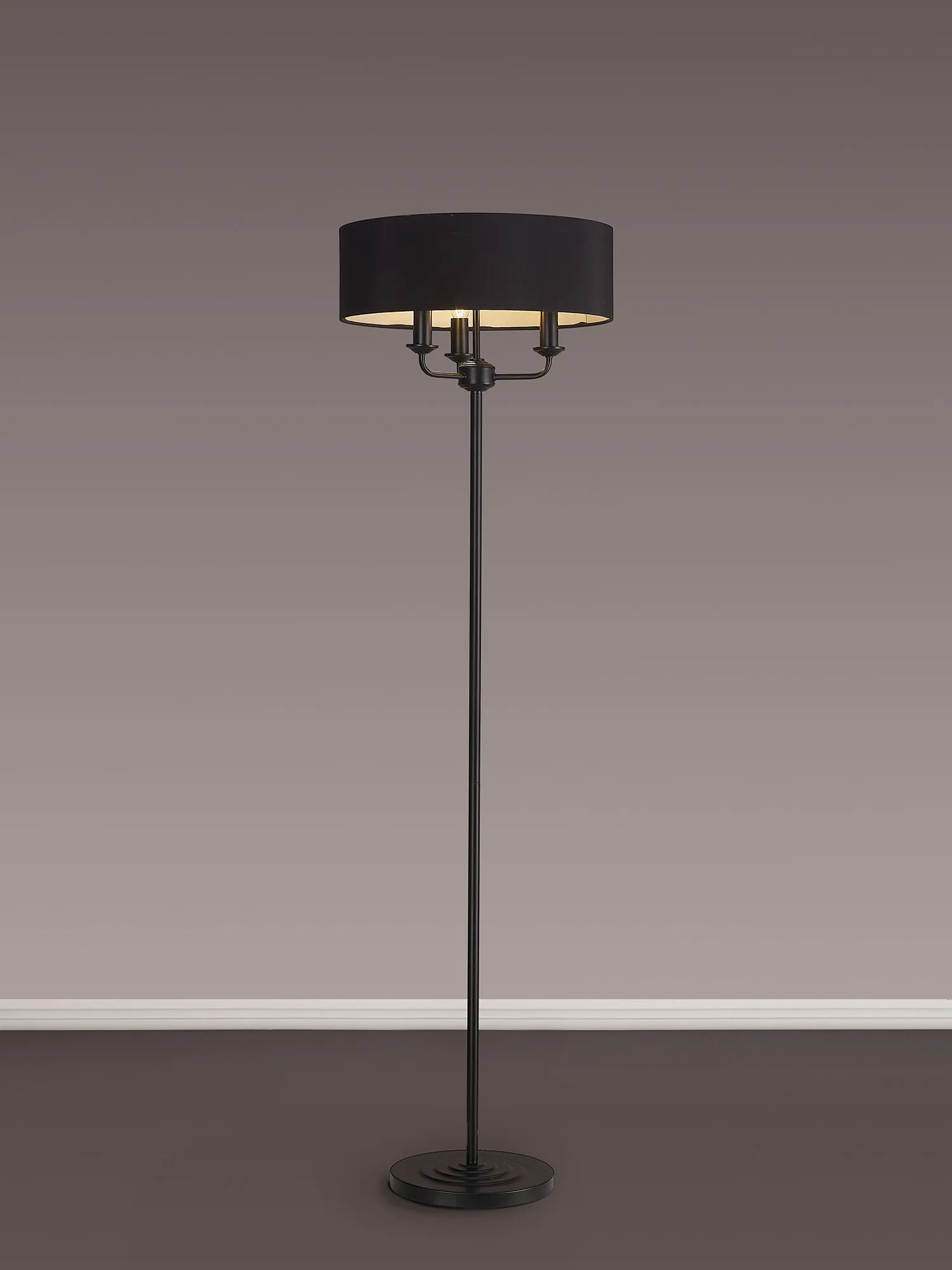 Banyan 45cm 3 Light Floor Lamp Matt Black, Black DK1055  Deco Banyan MB BL